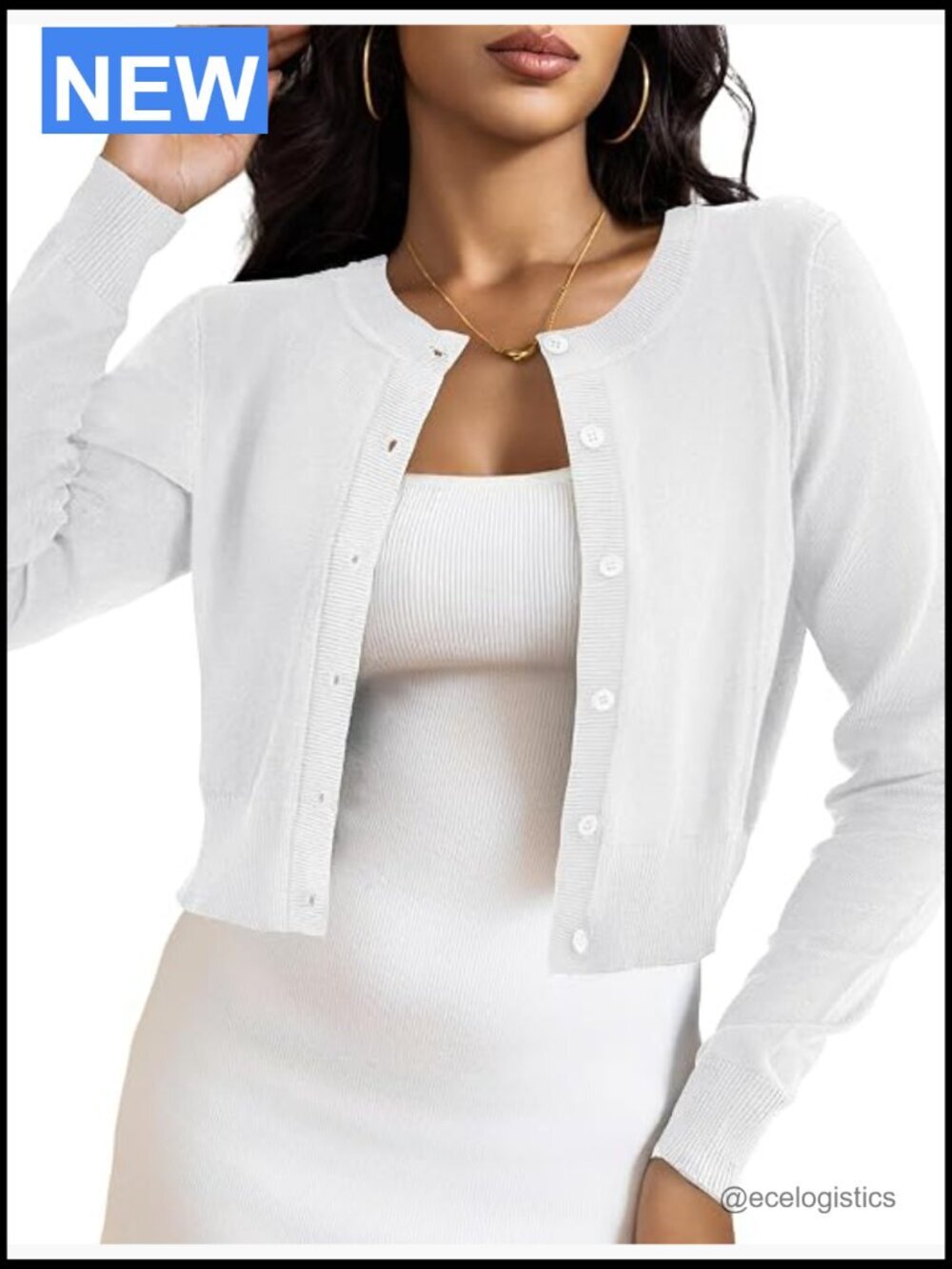 Cropped Cardigan Bolero Shrug Button Down Long Sleeve Knit Sweater XS-XL